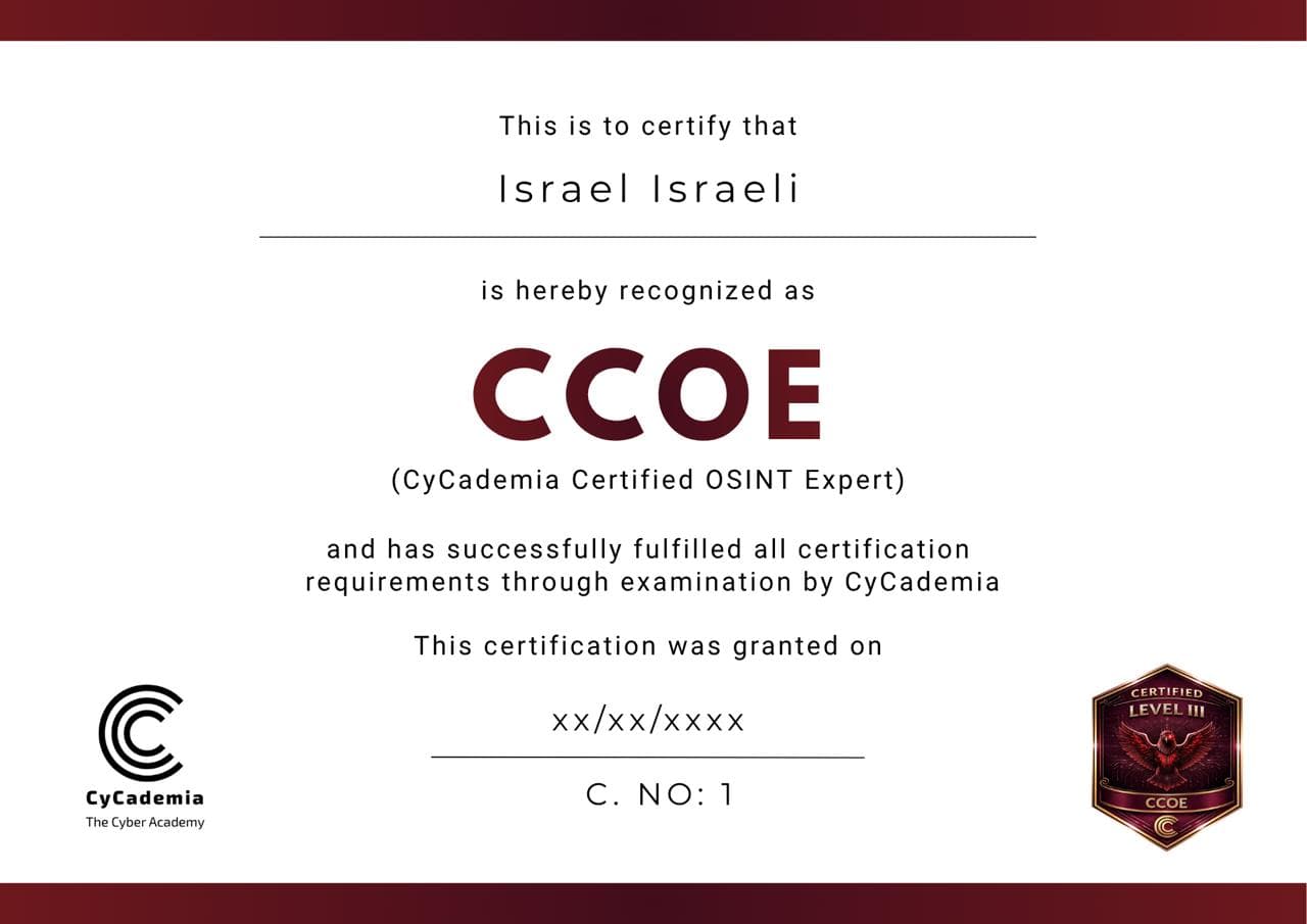 CCOE certificate sample